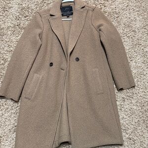 J. Crew Tan Double-Breasted Wool Boucle Coat